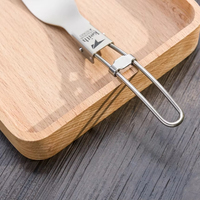 Fourchette pliante légère en titane sablé gris argenté pour camping, randonnée, voyage, couverts écologiques réutilisables