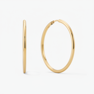 Boucles d'oreilles créoles surdimensionnées classiques et mignonnes de style religieux, plaquées or rhodié, en or rose blanc, idéales pour un cadeau de mariage - Product Image 1