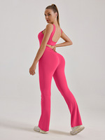 Combinaison de sport moulante pour femme, style Europe/US, dos évidé, design amincissant, en Spandex/Polyester, extensible dans les quatre sens, anti-transpiration