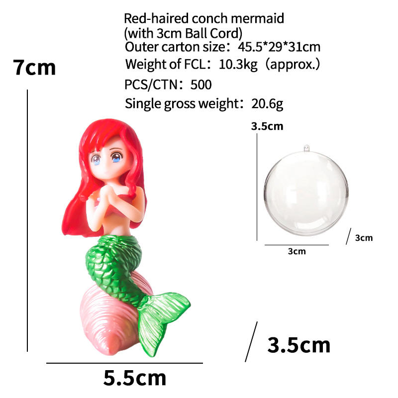 Sirena de concha pelirroja (con cordón de bola de 3cm)