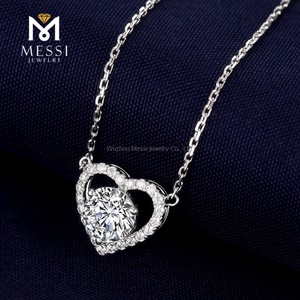 Collar de Moissanita con Forma de Corazón en Oro Blanco de 18k Personalizado MS-210 de Messi Jewelry - Product Image 3