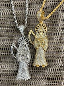 Collar con Colgante de Santa Muerte Estilo Hip Hop DUYIZHAO, Lleno de Circonitas Cúbicas, Colgante de <span class=keywords><strong>Azrael</strong></span>, Joyería Fina - Product Image 4