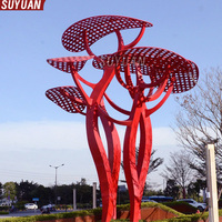 Grande Scultura d'Albero Moderna in Acciaio Inox 3D Personalizzata - Colore e Logo Personalizzabili, Icona Urbana per Esterni