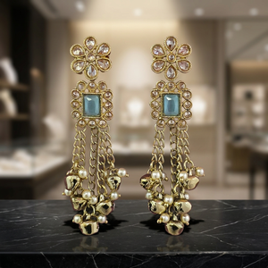 Mayoristas de Joyería Artificial de Moda en India, Pendientes de Perlas Antiguas con Baño de Mehndi 901859 - Product Image 3