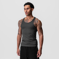 Débardeur de musculation en gros, OEM, compression musculaire, débardeur de sport, débardeur de fitness pour hommes, tissé en polyester côtelé, respirant