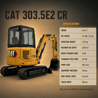 Mini-excavatrice d'occasion 303.5E2 de 3,5 tonnes avec moteur diesel C1.7, modèle 2022, prête pour expédition en conteneur