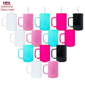 Prêt à expédier : Lot de 25 mugs de camping en verre coloré de 17 oz, vierges pour sublimation, avec couvercle en PP, effet holographique scintillant - Product Image 2