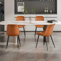Chaise de salle à manger rembourrée moderne, chaise d'appoint à dossier haut, siège en cuir, pieds en métal pour café, hôtel, cuisine