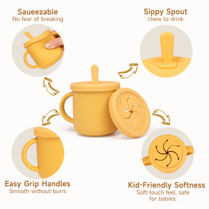 Silicone bé ăn tấm và BIB bát đặt bpa-miễn phí thân thiện với môi du lịch Bộ đồ ăn cho trẻ em cai sữa và cho ăn Nguồn cung cấp - Product Image 4