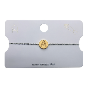 Bracelet en acier inoxydable avec lettre A, 1 cm, charme simple face, bijoux à la mode, cadeau unisexe - Product Image 2