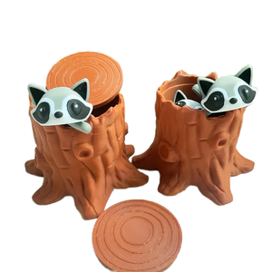 Lindo Mapache Divertido en un Tronco de Árbol, Modelo Impreso en 3D de PLA, Articulaciones Móviles, Decoración Creativa de Animales para Escritorio, Hecho en China, Original - Product Image 1