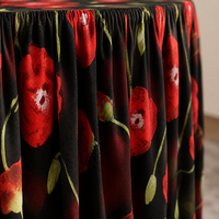 Nappe florale de Noël carrée, couverture de table de mahjong, ensemble cadeau, nappe plissée pour salle de jeux et table à manger