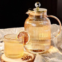 Service à thé et bouilloires de luxe 7 pièces – Ensemble de verrerie pour eau, thé et jus avec plateau de rangement – Ensemble bouilloire en verre pour eau froide