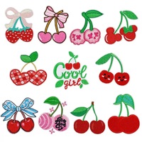 Groothandel Kersen Patch Schattig Fruit Geborduurd Vliesstof Op Maat Gemaakt Strik IJzer Applicatie Zoete Meisjes Kleding Tas Schoenen
