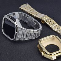 Bracelet pour Apple Watch avec modification entièrement sertie de diamants, avec étui de protection, pour iWatch avec étui et bracelet luxueux intégrés