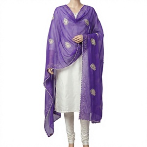 Wholesale Women <b>Chiffon</b> Shawl Floral Embroidery Lightweight Ethnic <b>Scarf</b> Fashion Wrap OEM Custom Logo Bulk Order - Product Image 1