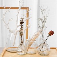 Vase à fleurs en cristal transparent de style Art Déco, vase en verre décoratif pour la décoration de la maison