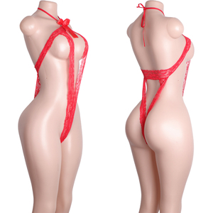 Ensemble de lingerie teddy en dentelle transparente à lacets, mini-robe à bretelles, costume de <span class=keywords><strong>danseuse</strong></span> <span class=keywords><strong>érotique</strong></span>, tenue de club, tenue de pole dance, strass exotique - Product Image 1