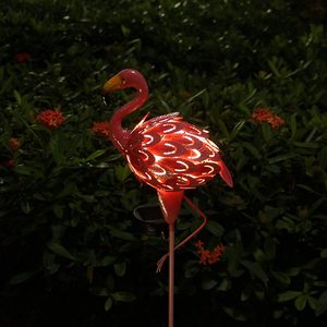 Lámpara Solar de Jardín con Forma de Flamenco, LED, Metálica, Decoración para Exteriores, Resistente al Agua, de Pie - Product Image 1