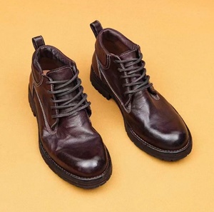 Bottes Martin vintage faites à la main à tige haute, semelle épaisse, en cuir, décontractées, chaussures habillées, Oxfords - Product Image 3