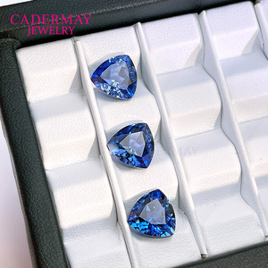 Cadermay Jewelry Synthetic Sapphire Loose Stone Triangle Blue 5x5mm To 12x12mm For Jewelry Making - Product Image 1
