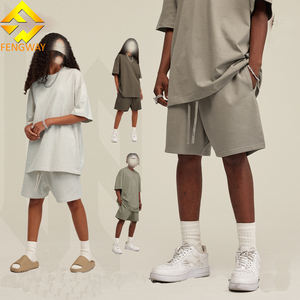 440 GSM algodón de alta calidad para <span class=keywords><strong>hombre</strong></span> Heavy Highstreet pantalones cortos casuales sueltos patrón sólido - Product Image 1