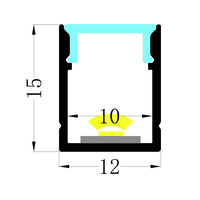 Profilé en aluminium YG-F007 12*15MM avec diffuseur pour profils LED linéaires encastrés pour éclairage de meubles