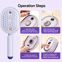 Brosse à cheveux électrique Wochuan 2-en-1 avec pulvérisateur USB, soies rétractables, outil portable de soin des cheveux, masseur de cuir chevelu, peigne pulvérisateur