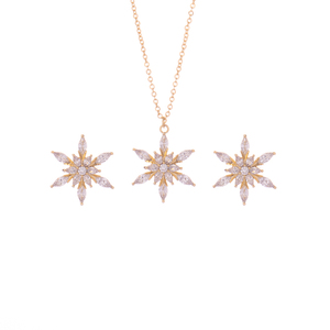 Hübsche Mode vergoldete und versilberte glänzende Zirkon Sonnenblume Ohr stecker mit Anhänger Halskette Schmuck Set für Frauen Geschenk - Product Image 5