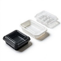 Boîte à emporter rectangulaire personnalisable en PET, PP, PS de qualité alimentaire, multicolores, à cavités multiples, pour gâteaux, sandwichs, fruits frais