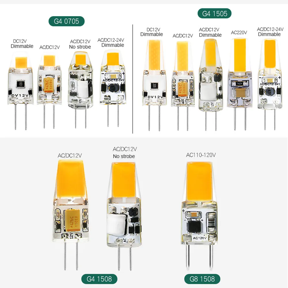 1W 1.5W 2W 3W DC12V AC/DC12V AC/DC12-24V AC220V G4/G9/E14 COB 전구 주도 COB 광원