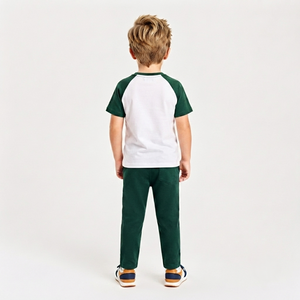 Ensemble décontracté deux pièces pour garçons : T-shirt imprimé raglan 95 % coton et pantalon – Vente en gros, personnalisation OEM/ODM, directement de l'usine - Product Image 5