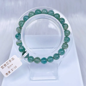 Pulseras de fluorita arcoíris de cristal natural al por mayor pulsera de fluorita azul elástica de piedras preciosas semipreciosas para regalo de mujer - Product Image 1