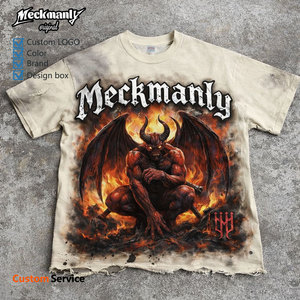 T-shirt pour homme Meckmanly 100% coton à manches courtes imprimé col rond coupe classique impression photo style streetwear - Product Image 3