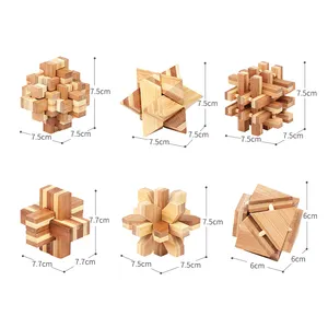 Wooden Brain Teaser 3D IQ Bamboo Puzzle Intelligence Toys Kongming Lock