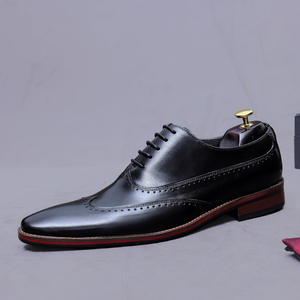 Chaussures en cuir pour hommes de première qualité, style rétro britannique, respirantes, à lacets, bout carré, décontractées et tendance - Product Image 6