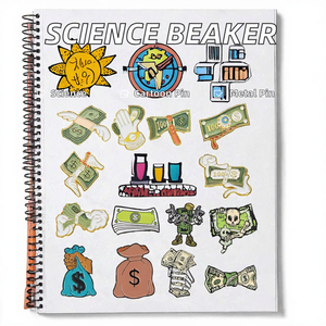 Pin de solapa esmaltado chapado en níquel negro con diseño de estructura molecular de ADN y ecuación, joyería de dibujos animados - Product Image 2