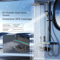 Gun Grey Milk White Combinaison de douche domestique tout en cuivre Robinets thermostatiques Salle de bain en laiton Buse pressurisée Température constante