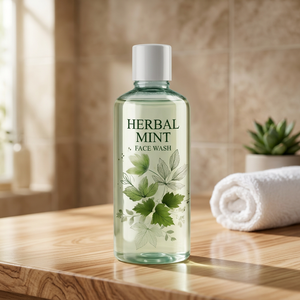 Nettoyant visage bio à base de plantes, nettoyant facial aux herbes, flacon cosmétique imprimé feuille verte, logo personnalisé, marque privée - Product Image 3