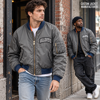 Veste bomber vintage brodée sur mesure OEM, unisexe, coupe ample, coupe-vent, avec blocs de couleur, fermeture éclair