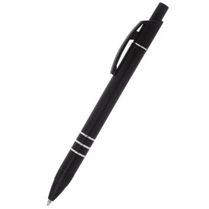 Retractable Black Plastic <b>Ballpoint</b> <b>Pen</b> with Silver Accents, Custom Logo Printed Promotional <b>Pen</b> for Office, School - Product Image 2