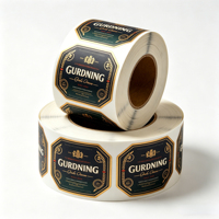 Étiquettes de vin personnalisées de luxe en rouleau, gaufrées à l'or, écologiques, résistantes à l'huile, autocollantes, en vinyle imperméable pour vin rouge et whisky