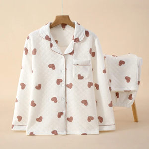 Nuovo Set <span class=keywords><strong>Pigiama</strong></span> da <span class=keywords><strong>Donna</strong></span> 2024, Cardigan Spesso e Caldo, Completo Invernale a Maniche Lunghe con Stampa Floreale, Abbigliamento da Casa - Product Image 6
