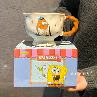 Tasses à café et gobelets à lait Bob l'éponge avec poignée pour la maison, les cadeaux, les fêtes et la Coupe du Monde 2026