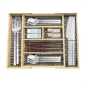 Grand tiroir de rangement extensible en bambou et rotin, écologique et multifonctionnel, pour couverts et ustensiles de cuisine, personnalisable - Product Image 1