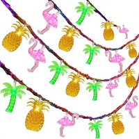 Guirlandes lumineuses Flamingo, Ananas, Palmier, Classées IP44, Fonctionnant sur piles, Guirlandes lumineuses tropicales pour la plage, le camping, style hawaïen