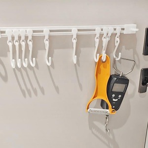 Wall Mounted Slide Rail Hooks With Adhesive Backing For Kitchen Storage Organization Punch Free Design Rectangle Shape - Product Image 4