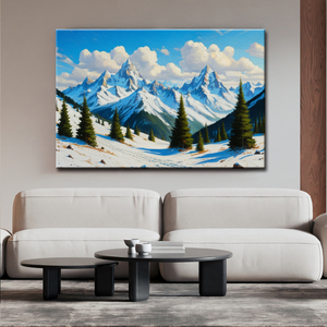 Tableau mural en acrylique brillant, <span class=keywords><strong>paysage</strong></span> <span class=keywords><strong>de</strong></span> montagne enneigée, impression HD, décoration moderne pour salon, sans cadre, vente en gros usine - Product Image 1