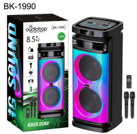 Haut-parleur portable avec poignée de transport, double woofer 8'' à 60 aimants, éclairage en maille bleue, fonction TWS, pour la maison et l'extérieur