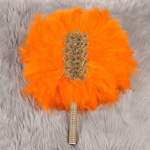 11 couleurs disponibles en stock, éventails à main en plumes de dinde nigériane teintes pour la décoration de mariage - Product Image 6